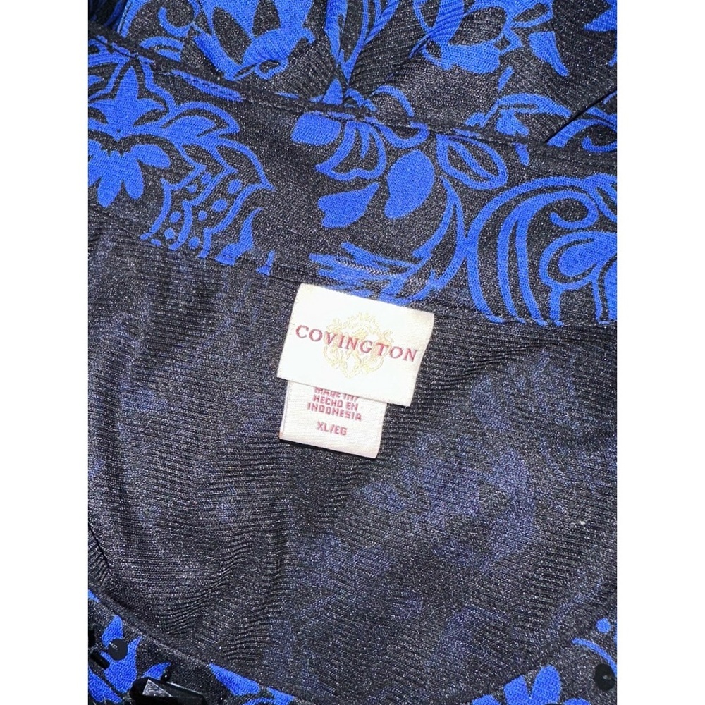 Covington blue and black paisley print embellished top, size XL - Picture 5 of 6